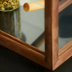 Rustic 2-tier Espresso Wood Display Cabinet for Table Top