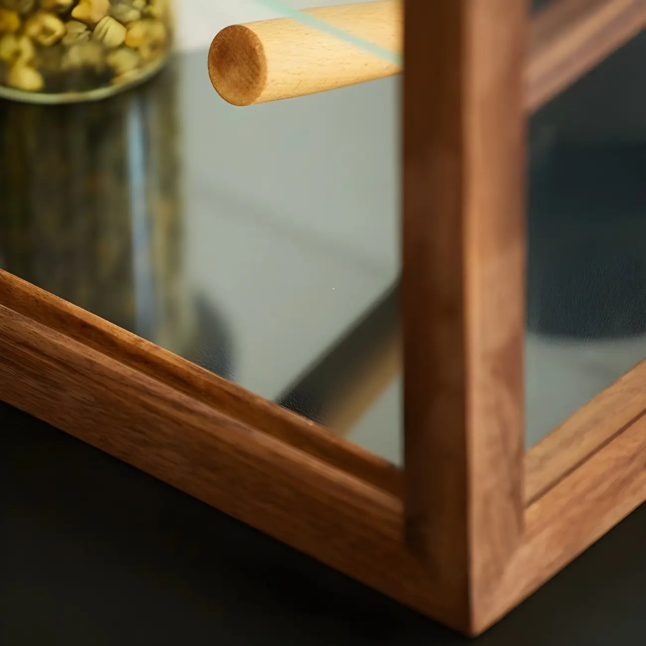 Rustic 2-tier Espresso Wood Display Cabinet for Table Top