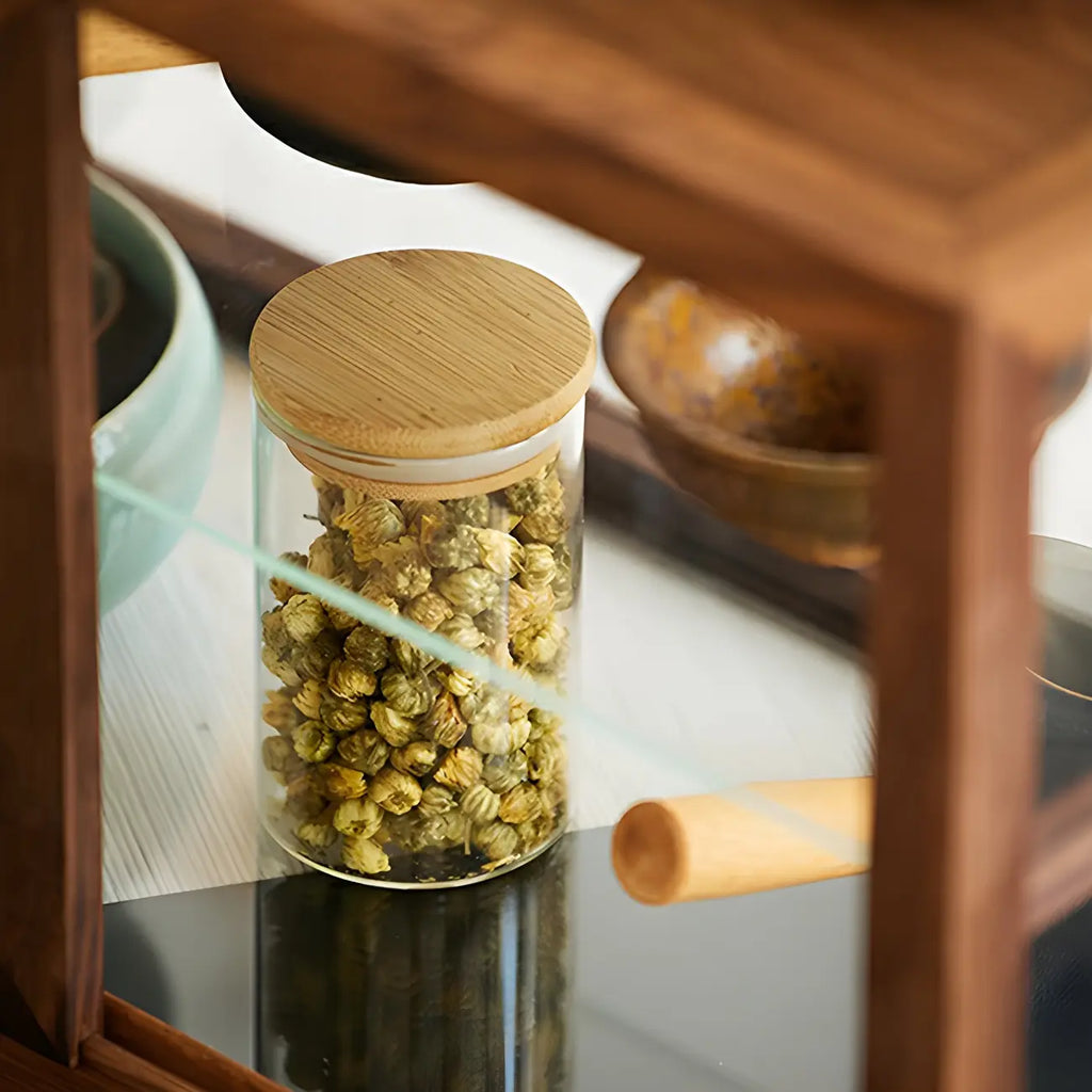 Rustic 2-tier Espresso Wood Display Cabinet for Table Top