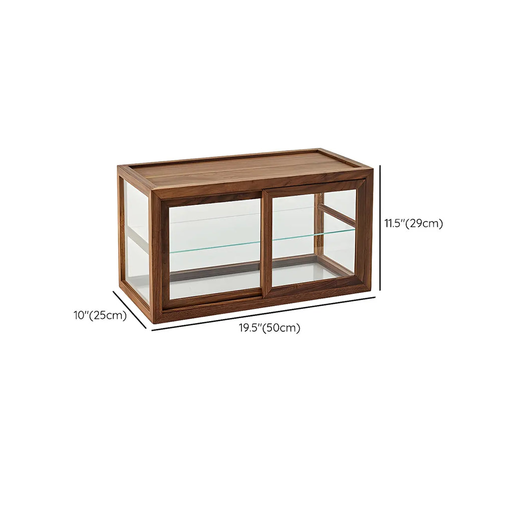Rustic 2-tier Espresso Wood Display Cabinet for Table Top