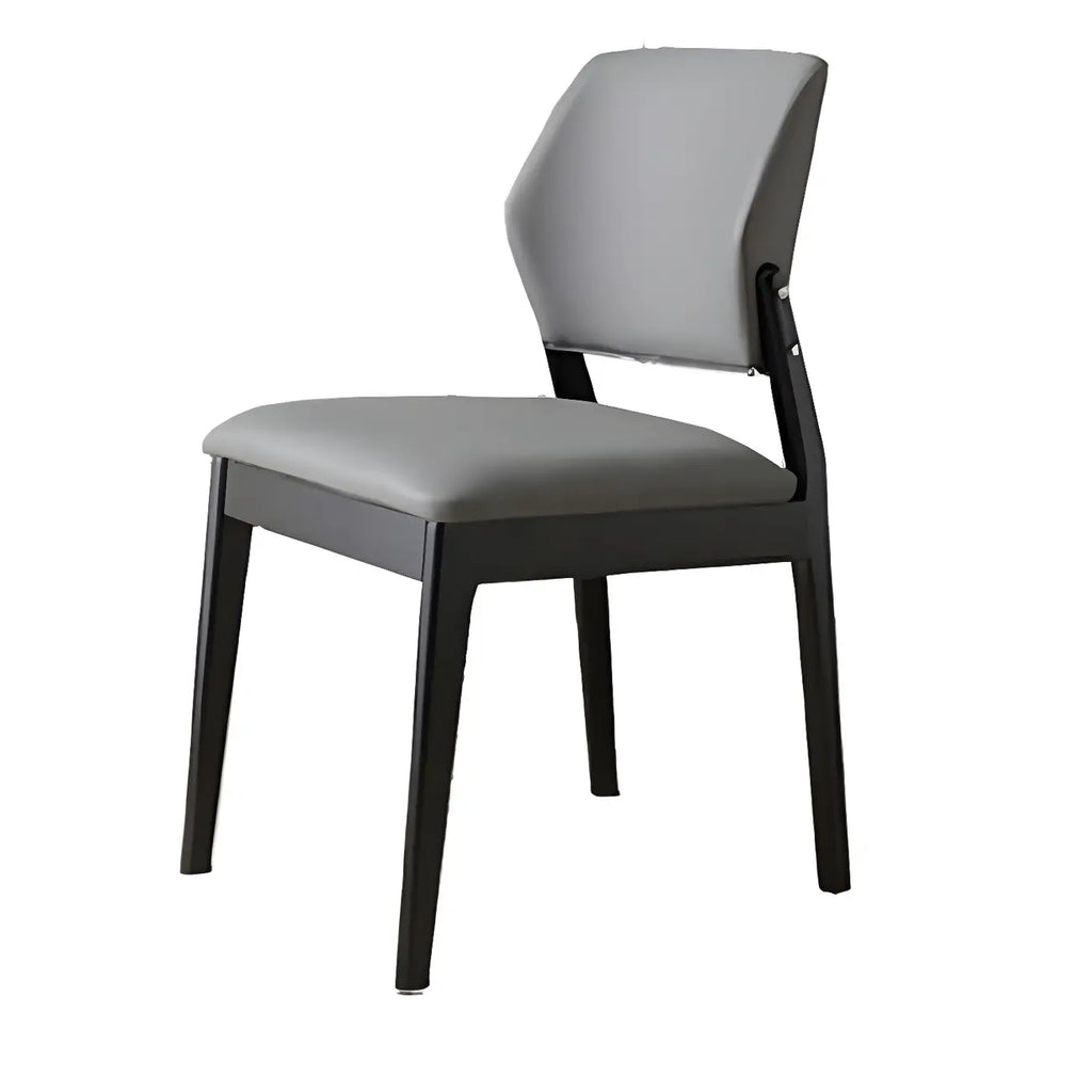 Modern Wood Faux Leather Beige Low Back Dining Chair