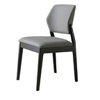 Modern Wood Faux Leather Beige Low Back Dining Chair