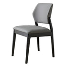 Modern Wood Faux Leather Beige Low Back Dining Chair