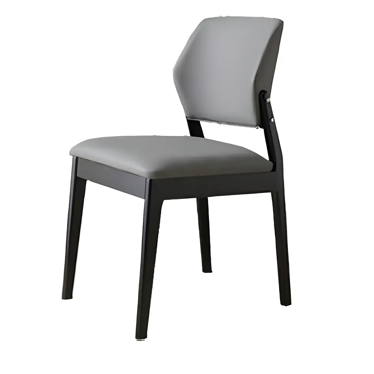 Modern Wood Faux Leather Beige Low Back Dining Chair