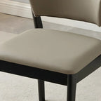 Modern Wood Faux Leather Beige Low Back Dining Chair