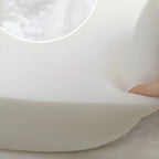 Modern Wood Faux Leather Beige Low Back Dining Chair