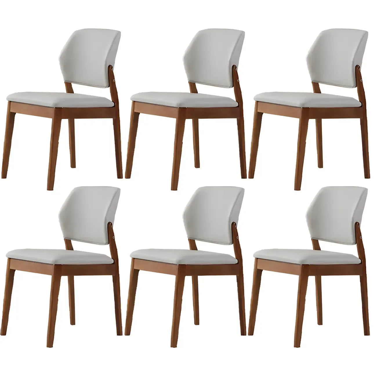 Modern Wood Faux Leather Beige Low Back Dining Chair