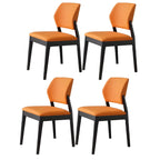 Modern Wood Faux Leather Beige Low Back Dining Chair