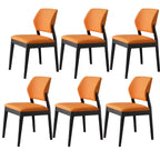 Modern Wood Faux Leather Beige Low Back Dining Chair