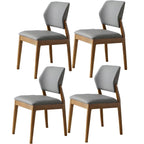 Modern Wood Faux Leather Beige Low Back Dining Chair