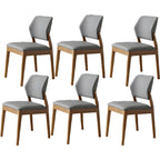 Modern Wood Faux Leather Beige Low Back Dining Chair