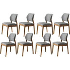 Modern Wood Faux Leather Beige Low Back Dining Chair