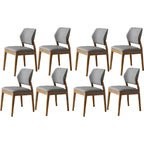 Modern Wood Faux Leather Beige Low Back Dining Chair