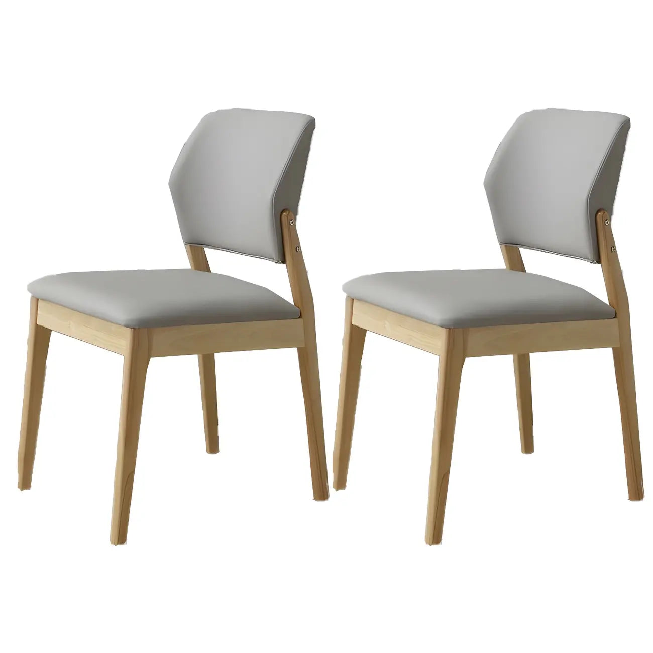 Modern Wood Faux Leather Beige Low Back Dining Chair