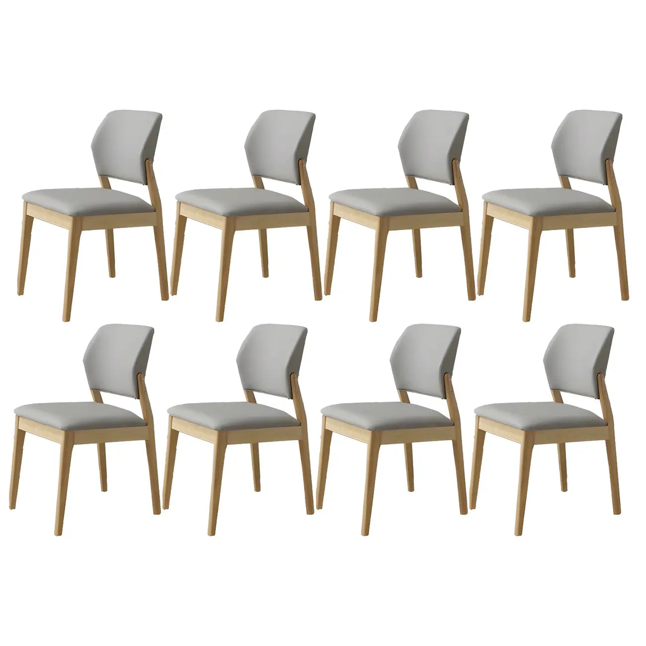 Modern Wood Faux Leather Beige Low Back Dining Chair