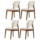 Modern Wood Faux Leather Beige Low Back Dining Chair