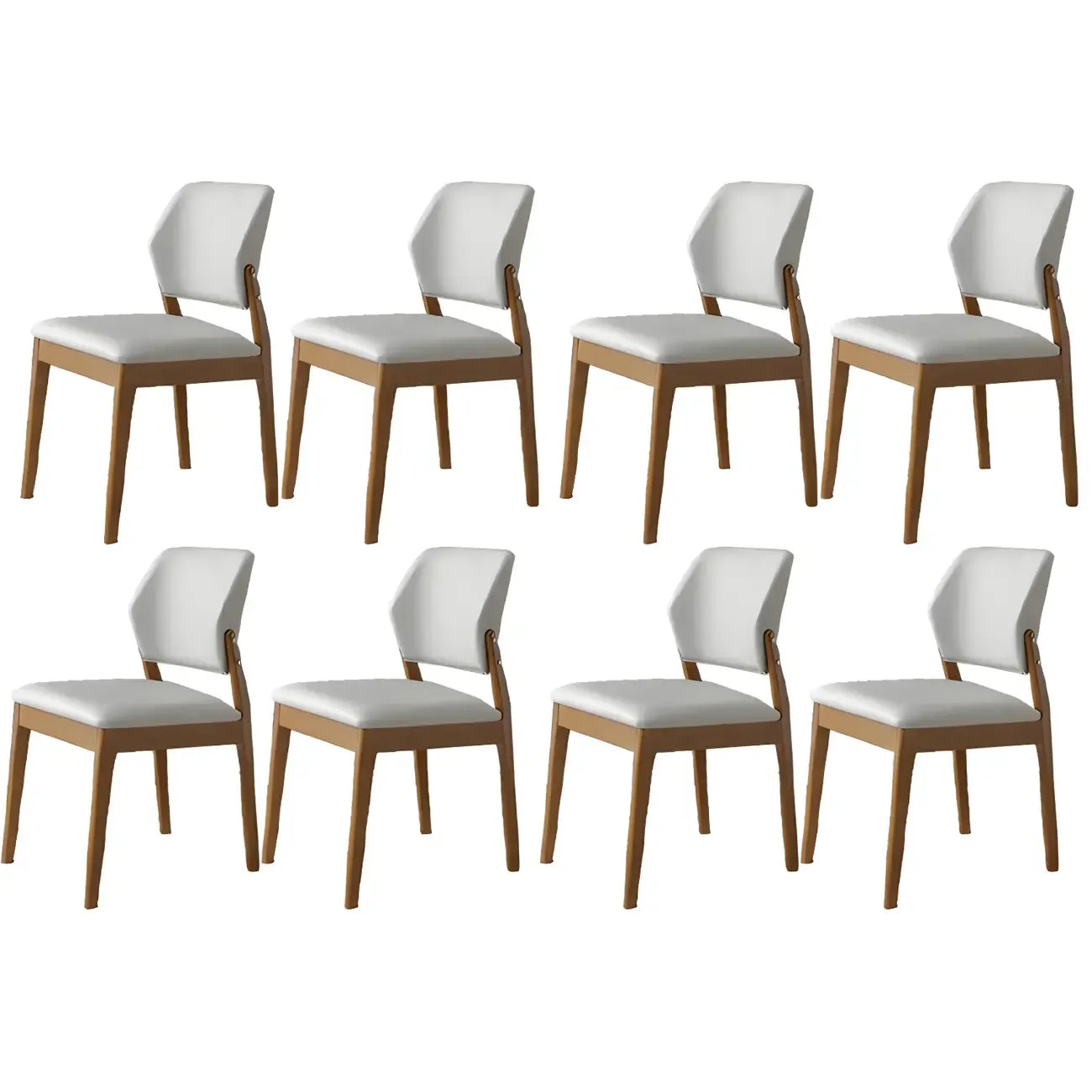 Modern Wood Faux Leather Beige Low Back Dining Chair