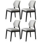 Modern Wood Faux Leather Beige Low Back Dining Chair