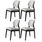 Modern Wood Faux Leather Beige Low Back Dining Chair