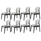 Modern Wood Faux Leather Beige Low Back Dining Chair