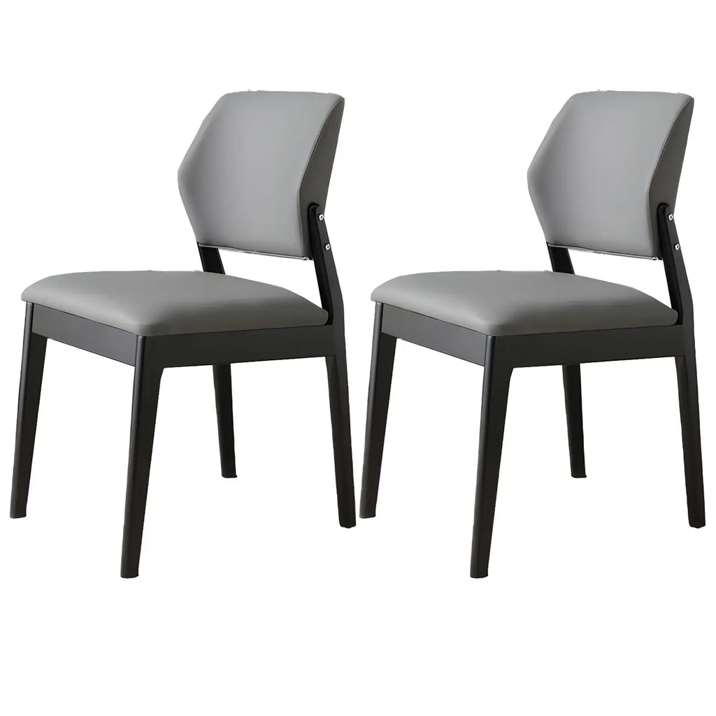 Modern Wood Faux Leather Beige Low Back Dining Chair