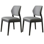 Modern Wood Faux Leather Beige Low Back Dining Chair