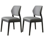 Modern Wood Faux Leather Beige Low Back Dining Chair