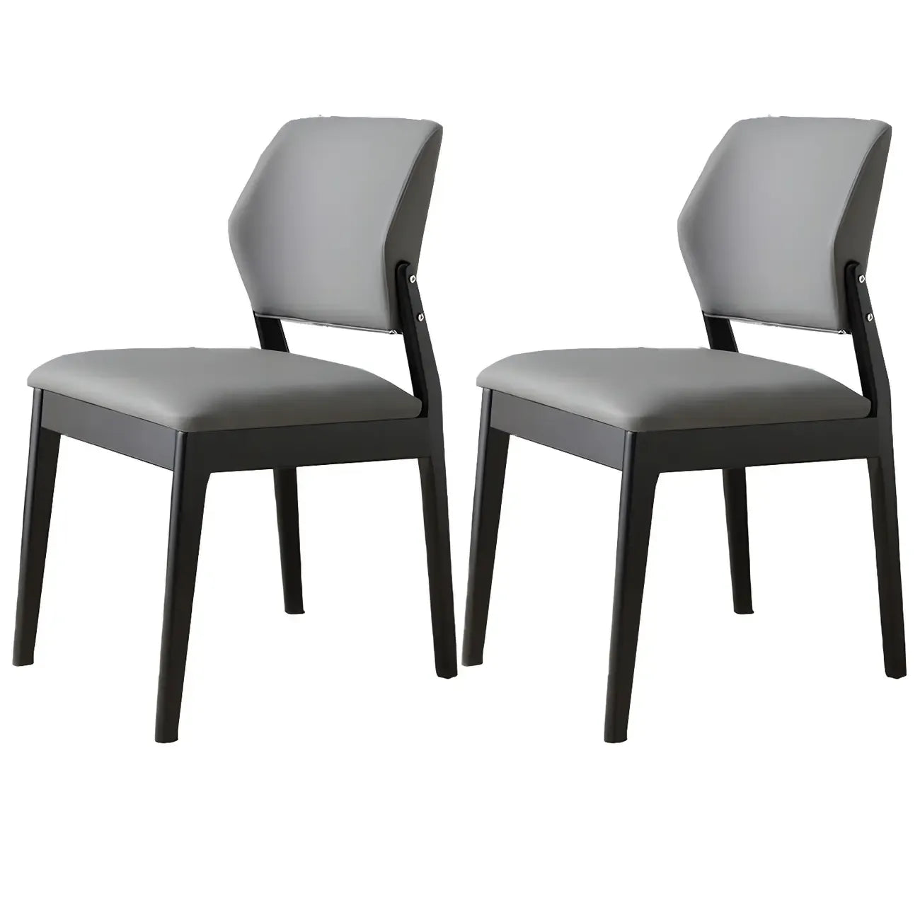 Modern Wood Faux Leather Beige Low Back Dining Chair