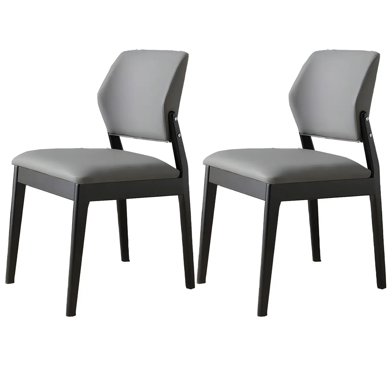 Modern Wood Faux Leather Beige Low Back Dining Chair