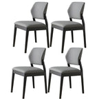 Modern Wood Faux Leather Beige Low Back Dining Chair