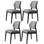 Modern Wood Faux Leather Beige Low Back Dining Chair