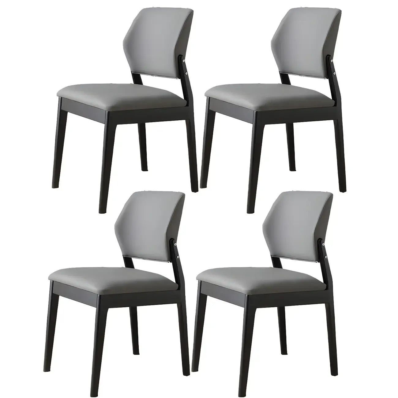 Modern Wood Faux Leather Beige Low Back Dining Chair