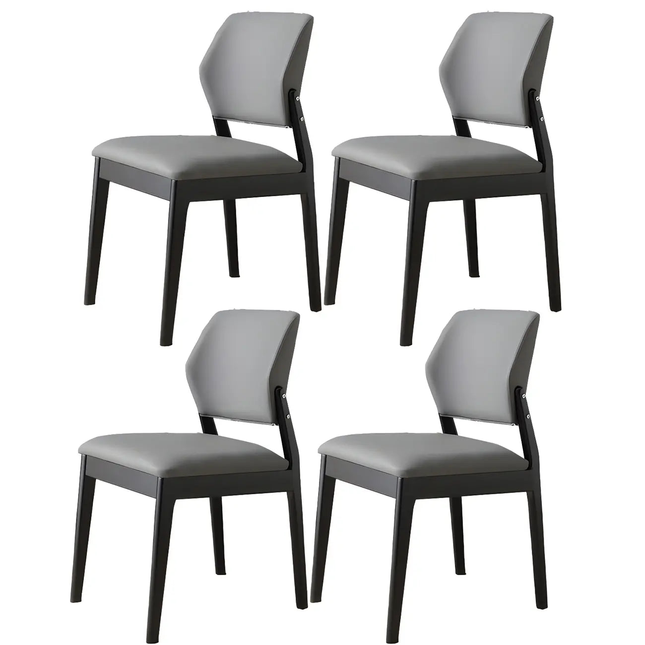 Modern Wood Faux Leather Beige Low Back Dining Chair