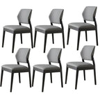 Modern Wood Faux Leather Beige Low Back Dining Chair