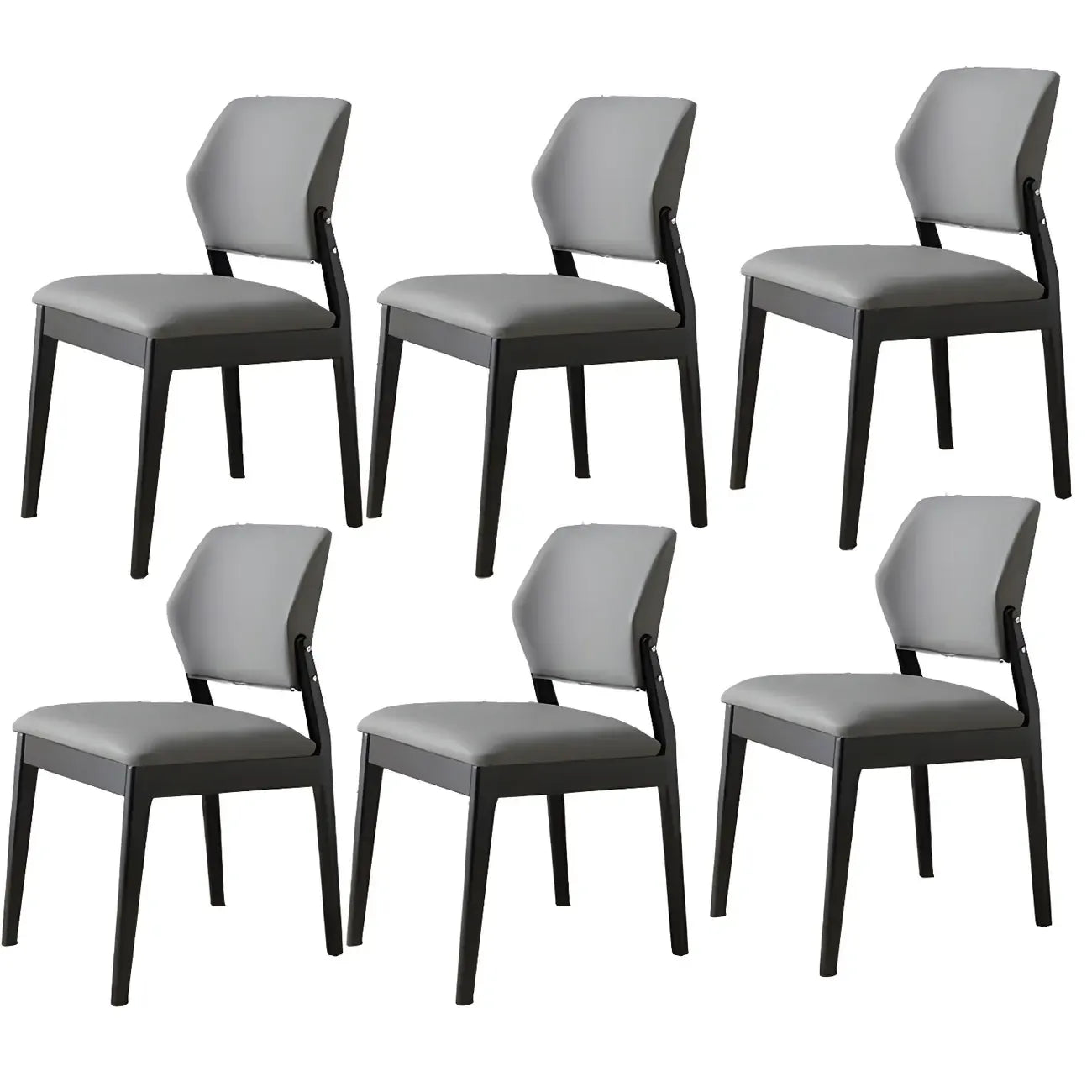 Modern Wood Faux Leather Beige Low Back Dining Chair