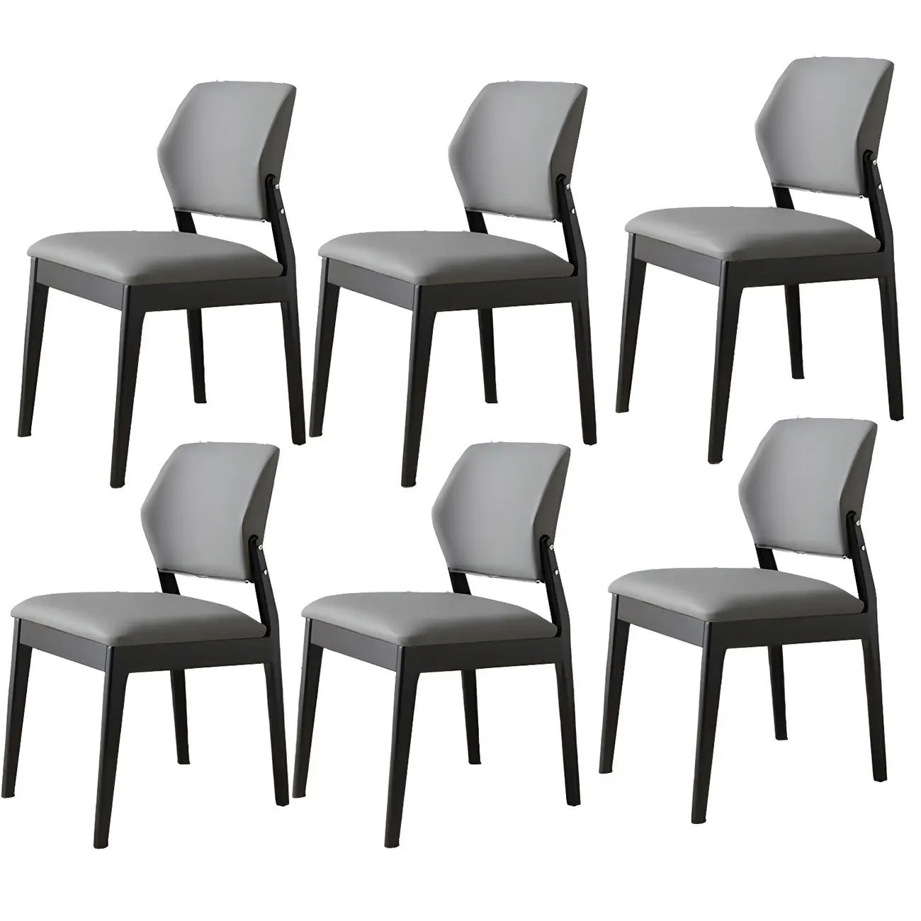 Modern Wood Faux Leather Beige Low Back Dining Chair