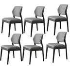 Modern Wood Faux Leather Beige Low Back Dining Chair