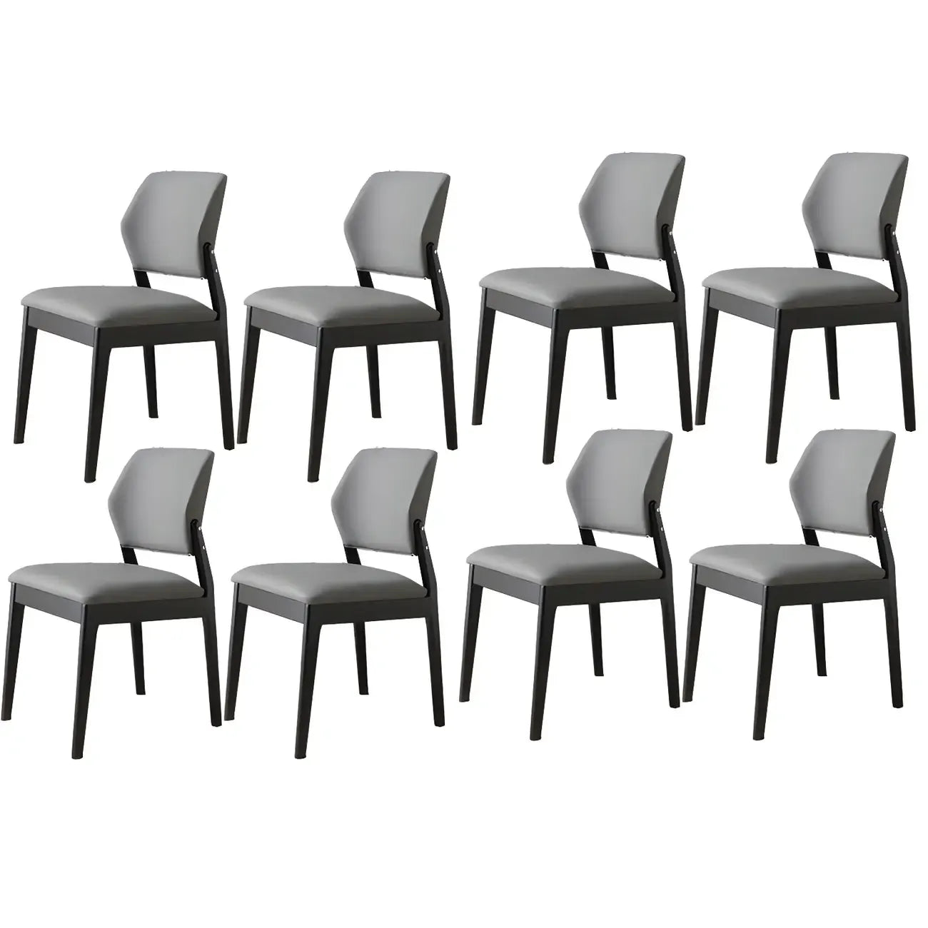 Modern Wood Faux Leather Beige Low Back Dining Chair