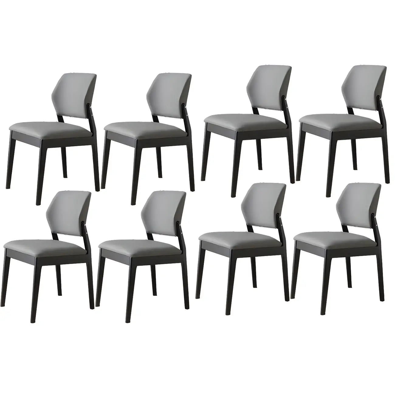 Modern Wood Faux Leather Beige Low Back Dining Chair