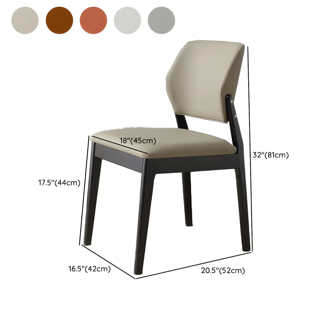 Modern Wood Faux Leather Beige Low Back Dining Chair