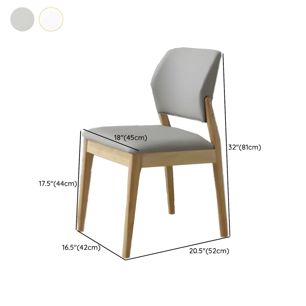 Modern Wood Faux Leather Beige Low Back Dining Chair