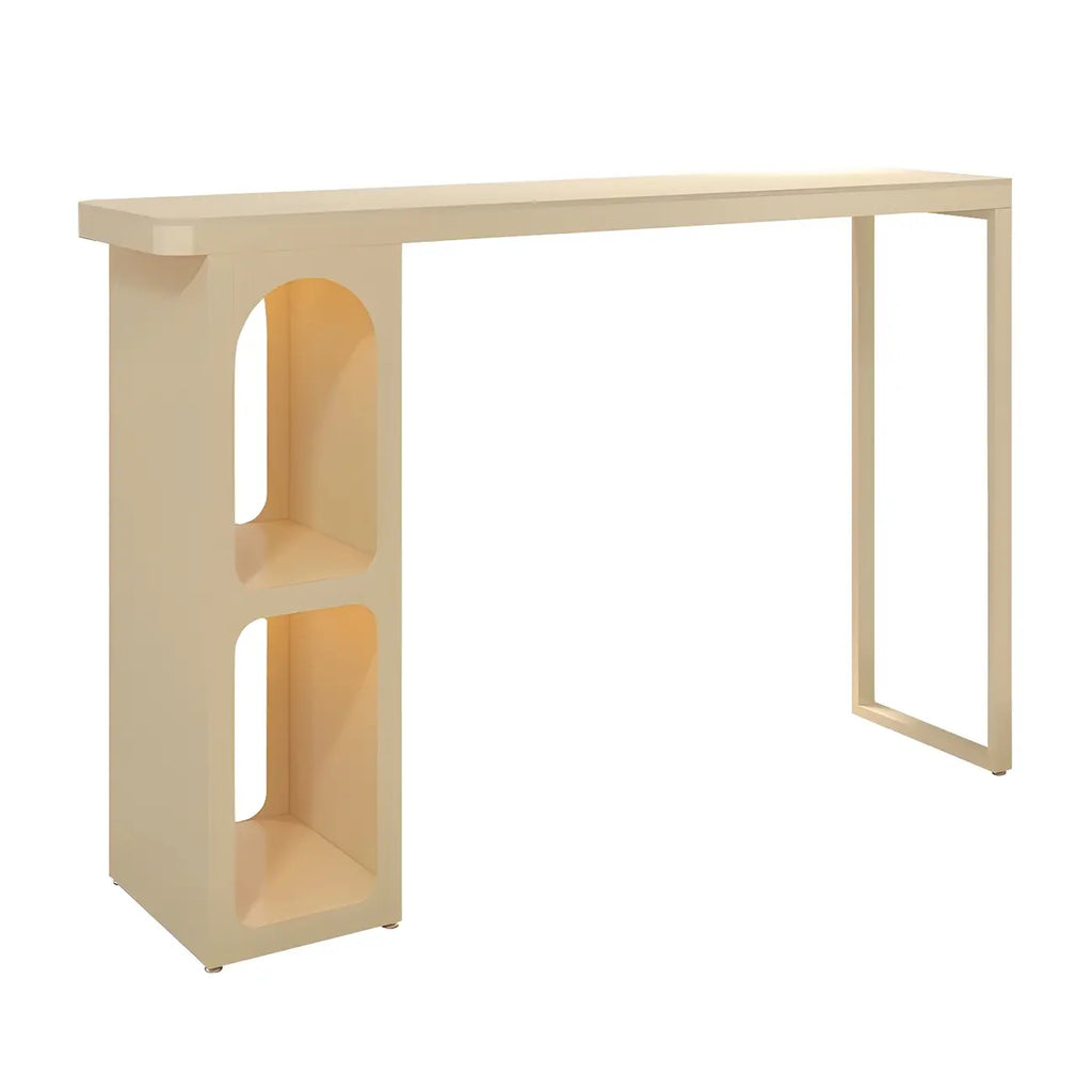 Scandinavian White Stone Iron Storage Bar Table