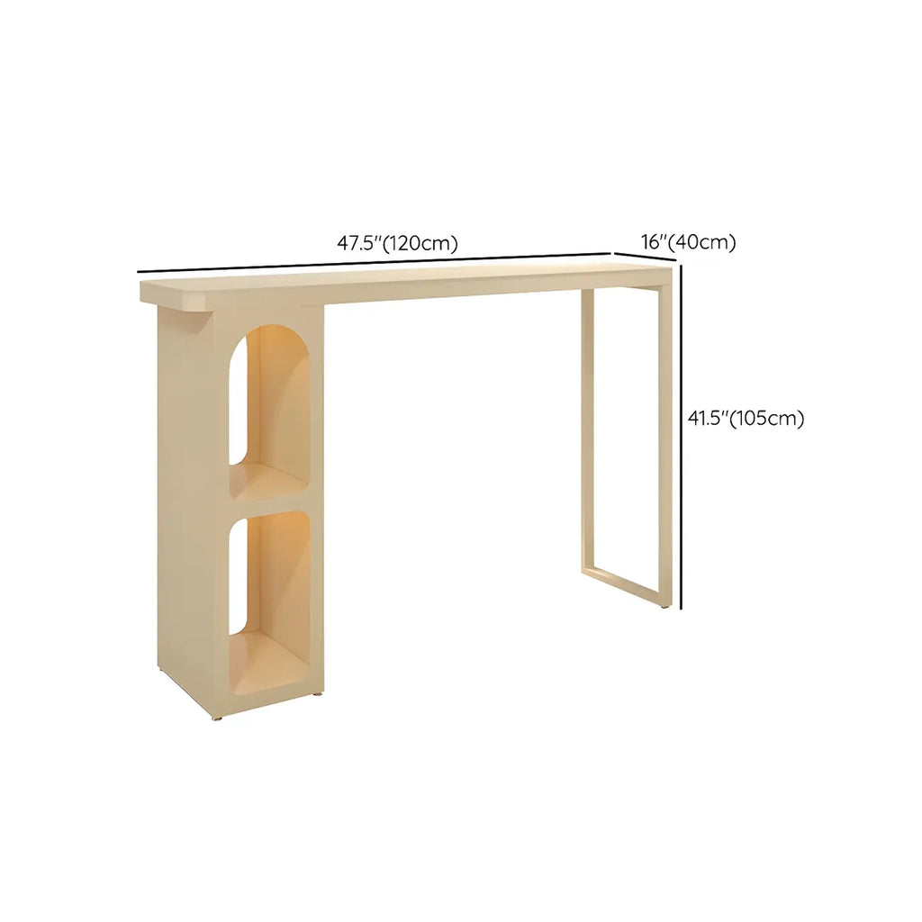 Scandinavian White Stone Iron Storage Bar Table