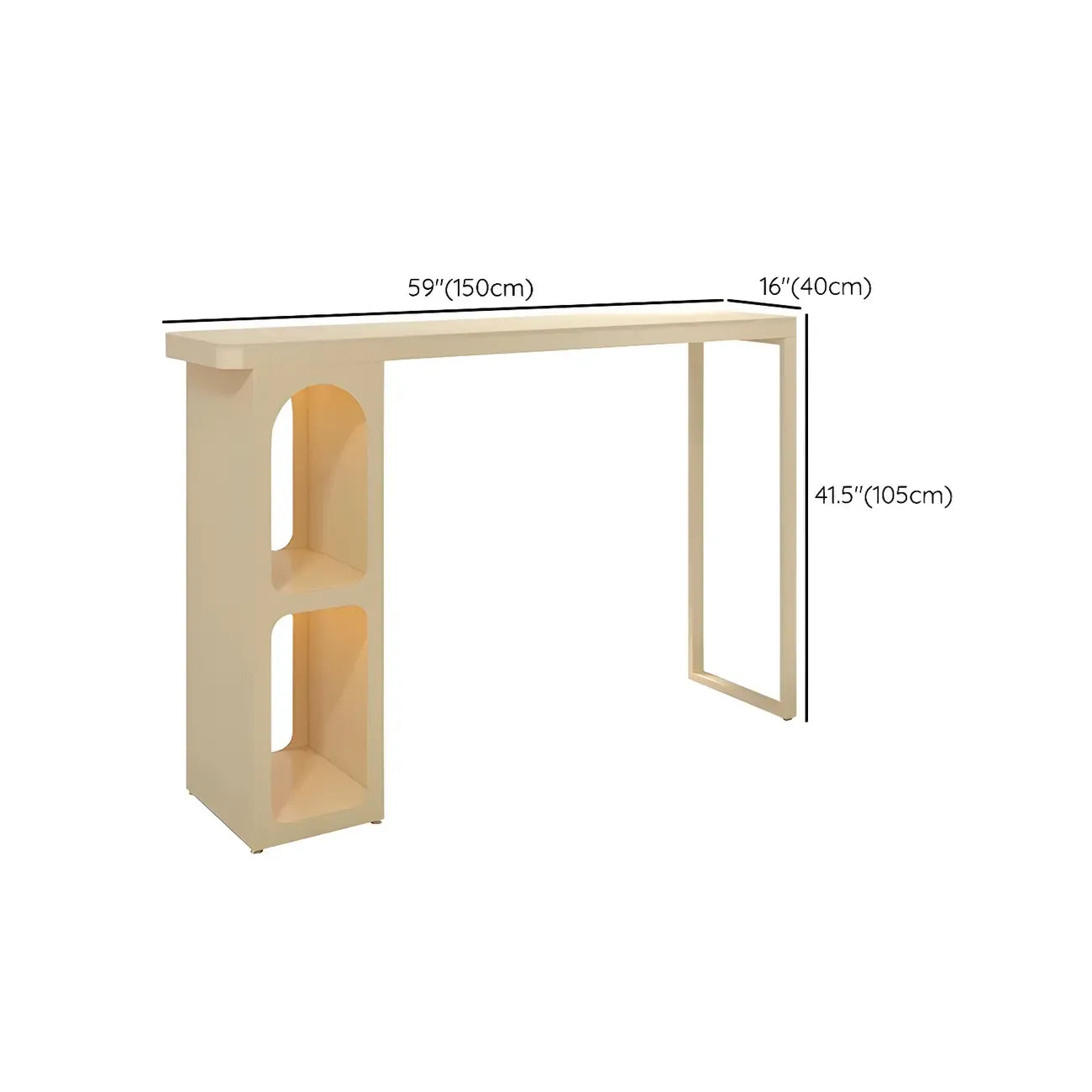 Scandinavian White Stone Iron Storage Bar Table