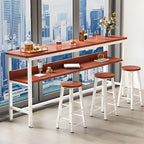 Modern Wooden Metal Base Shelf Bar Table with Footrest