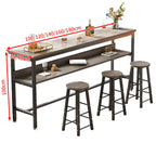 Modern Wooden Metal Base Shelf Bar Table with Footrest