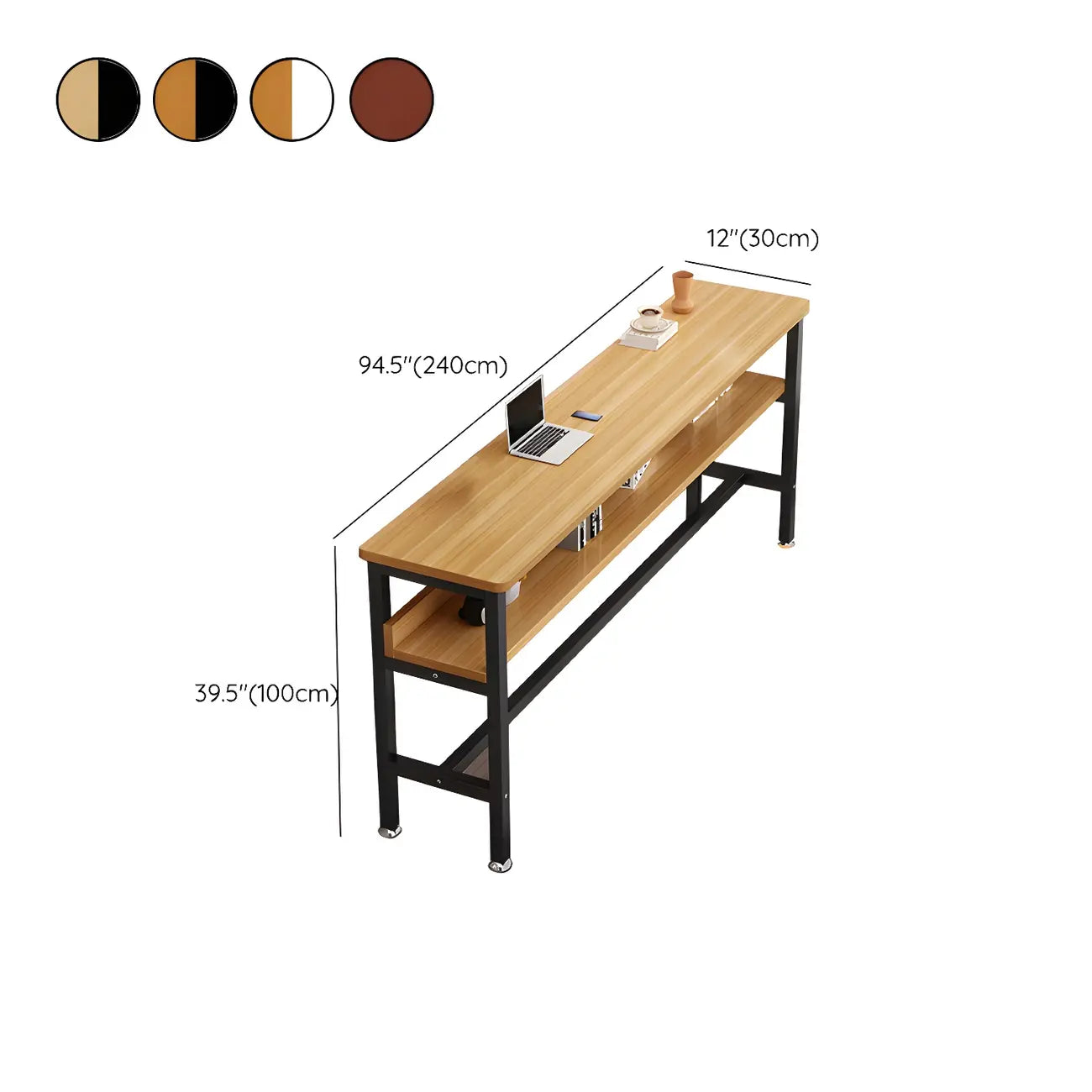 Modern Wooden Metal Base Shelf Bar Table with Footrest