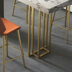 Modern Black Stone Counter Height Metal Rectangular Bar Table