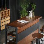 Industrial Brown Wooden Metal Shelf Storage Bar Tables