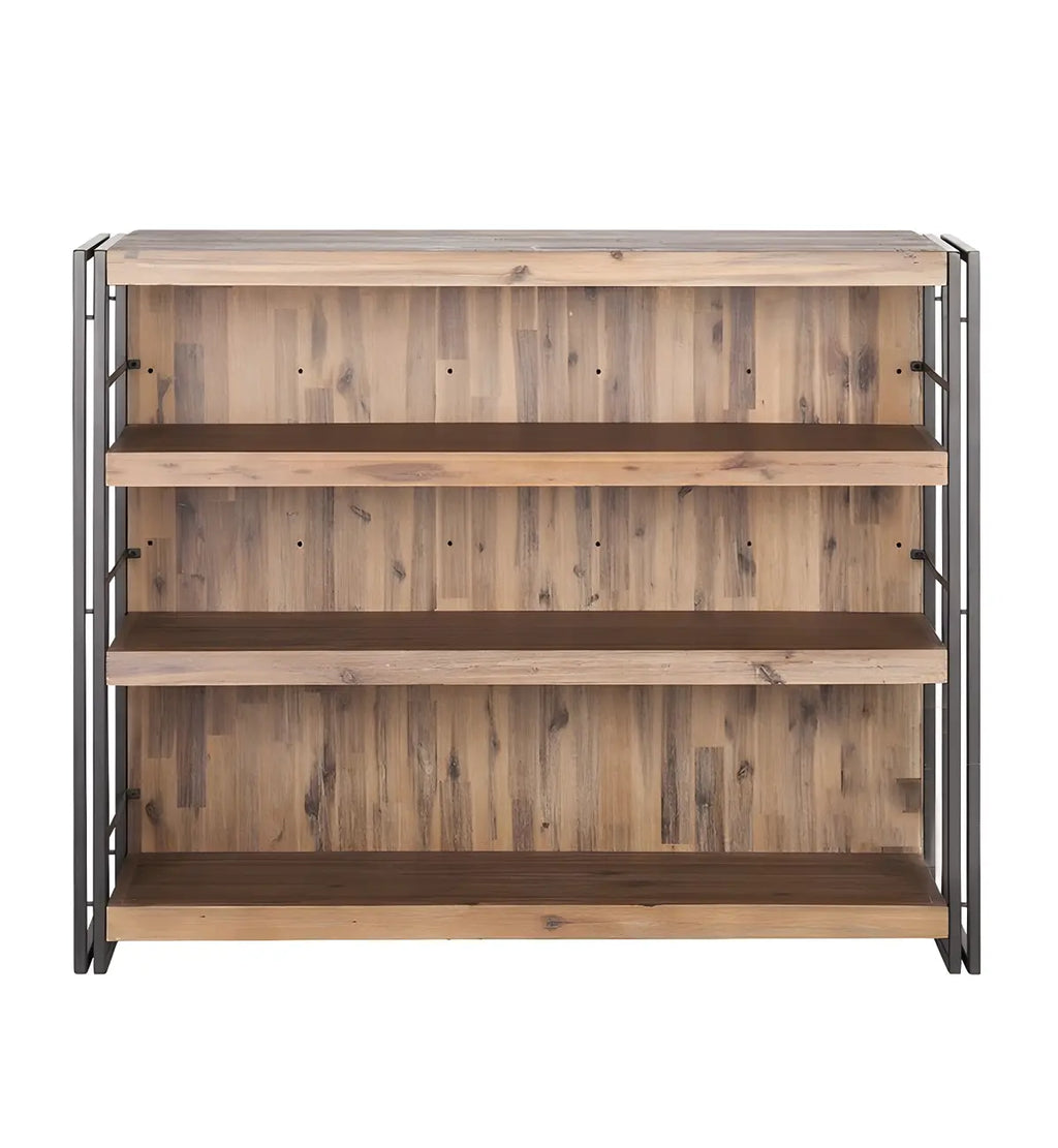 Industrial Brown Wooden Metal Shelf Storage Bar Tables
